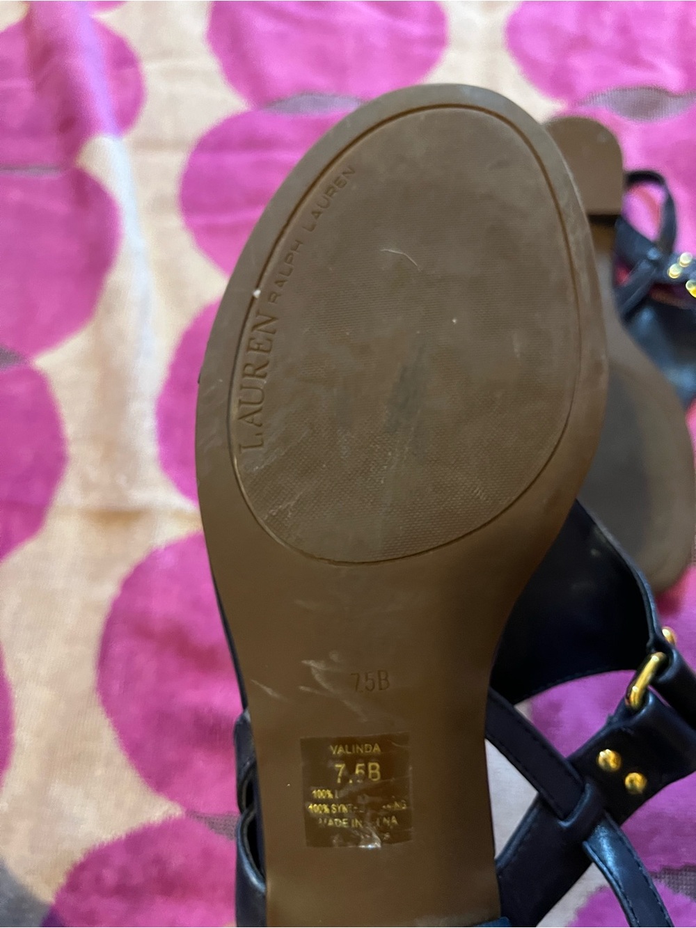 Dark Navy Lauren Ralph Lauren Patsi T-Strap Sandals - Picture 4 of 6